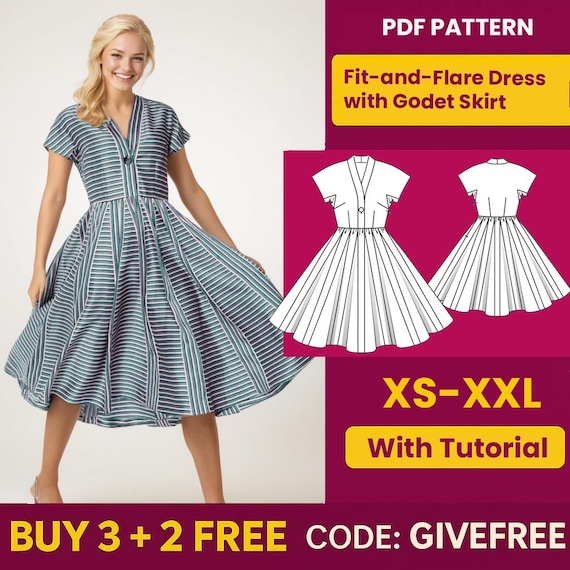 Flare Dress Sewing Pattern: Beginner Friendly Godet Skirt (PDF Download) - Etsy UK Flare Dress Sewing Pattern: Beginner Friendly Godet Skirt (PDF Download) - Etsy UK