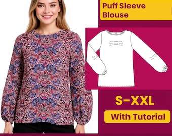 Puff Sleeve Blouse Sewing Pattern | Beginner Friendly (PDF Pattern)