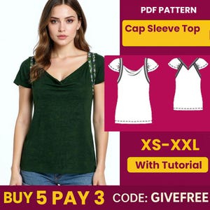 Blouse Sewing Pattern PDF  | Digital Download Pattern | Beginner Friendly Top Pattern | DIY Women&#39;s Clothing  | V Neck Blouse pattern