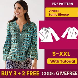 Blouse Sewing Pattern PDF  | Digital Download Pattern | Beginner Friendly Top Pattern | V Neck Blouse pattern