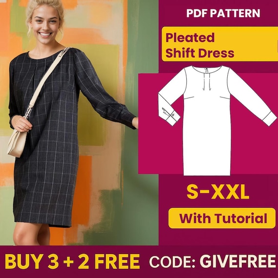 Pleated Shift Dress Sewing Pattern: Beginner-friendly DIY (PDF Download - Etsy Pleated Shift Dress Sewing Pattern: Beginner-friendly DIY (PDF Download - Etsy