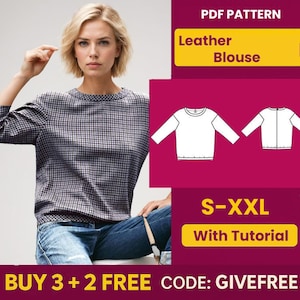 Blouse Sewing Pattern PDF  | Digital Download Pattern | Beginner Friendly Top Pattern | DIY Women&#39;s Clothing  | Leather Blouse pattern