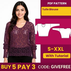 Blouse Sewing Pattern PDF  | Digital Download Pattern | Beginner Friendly Top Pattern |  Tulle Blouse pattern