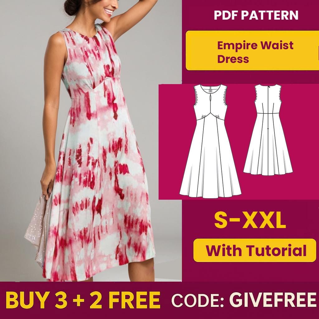 Empire Waist Dress Sewing Pattern: Beginner Friendly (PDF Download) - Etsy