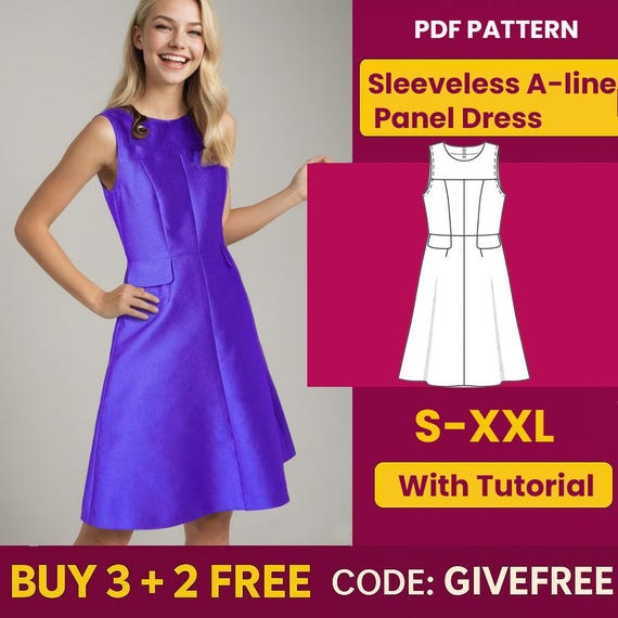 a line sleeveless dress pattern Summer Dress Sewing Pattern, A-line Dress Pattern, Sleeveless Dress Pattern, Easy Dress Pattern, Elegant Dress Pattern, PDF Sewing Pattern