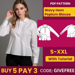 Blouse Sewing Pattern PDF  | Digital Download Pattern | Beginner Friendly Top Pattern | DIY Women&#39;s Clothing  | V Neck Blouse pattern