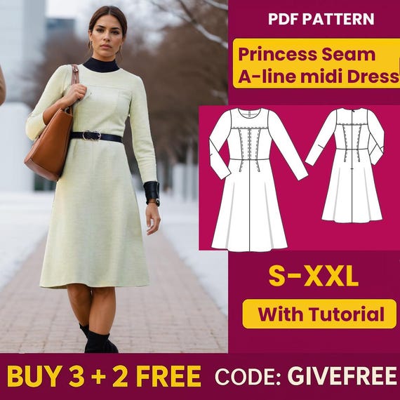 Fit-and-flare Maxi Dress Sewing Pattern PDF: Beginner Friendly (digital  Download - Etsy