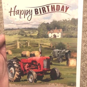 cartão de aniversário de trator clássico