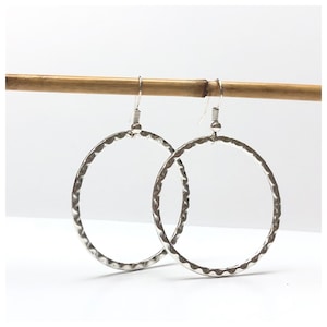 Textured Silver Hoop Earrings