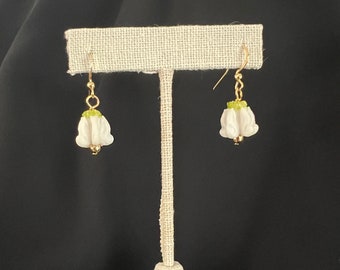 White Crown Flower Earrings