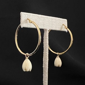 Gold Pikake Hoop Earrings