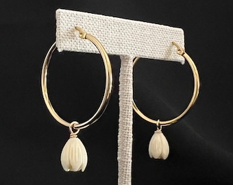 Gold Pikake Hoop Earrings