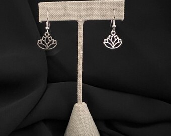 Silver Lotus Earrings