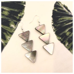 Triangle Mother of Pearl Trio Earrings