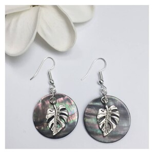 Monstera Leaf and Shell Earrings