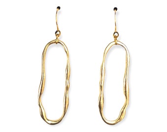 Wavy Gold Oval Earrings