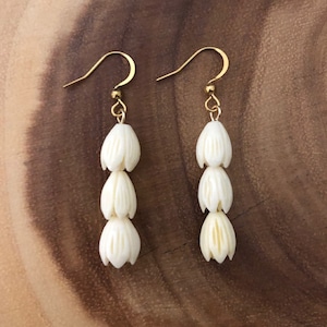 Triple Medium Pikake Drop Earrings