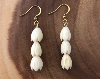 Triple Medium Pikake Drop Earrings