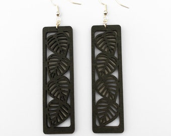 Black Kalo Bar Wood Earrings