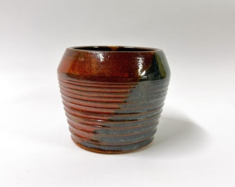 Handmade Grooovy Vase - Orange and Blue Green