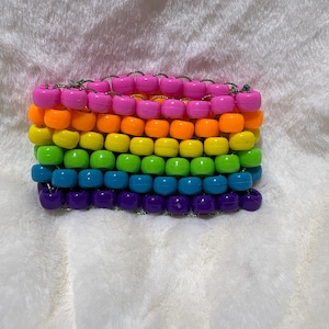 Rainbow Kandi Cuff for Ravers, Scene Kid