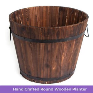 Holzfass Gartenpflanzer für Gartenpflanzer für Balkon Robuster Übertopf
