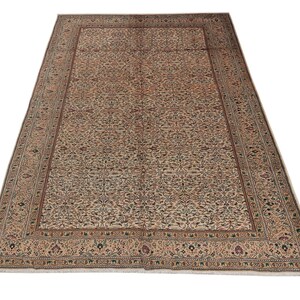 6x9 Vintage Rug, Boho Rug, 6x9 Beige Rugs, Antique Rug, Living Room Rug, Bordered Beige Rug, 6x9 Saloon Rug, 6x9 Bedroom Rug, Kitchen Rugs