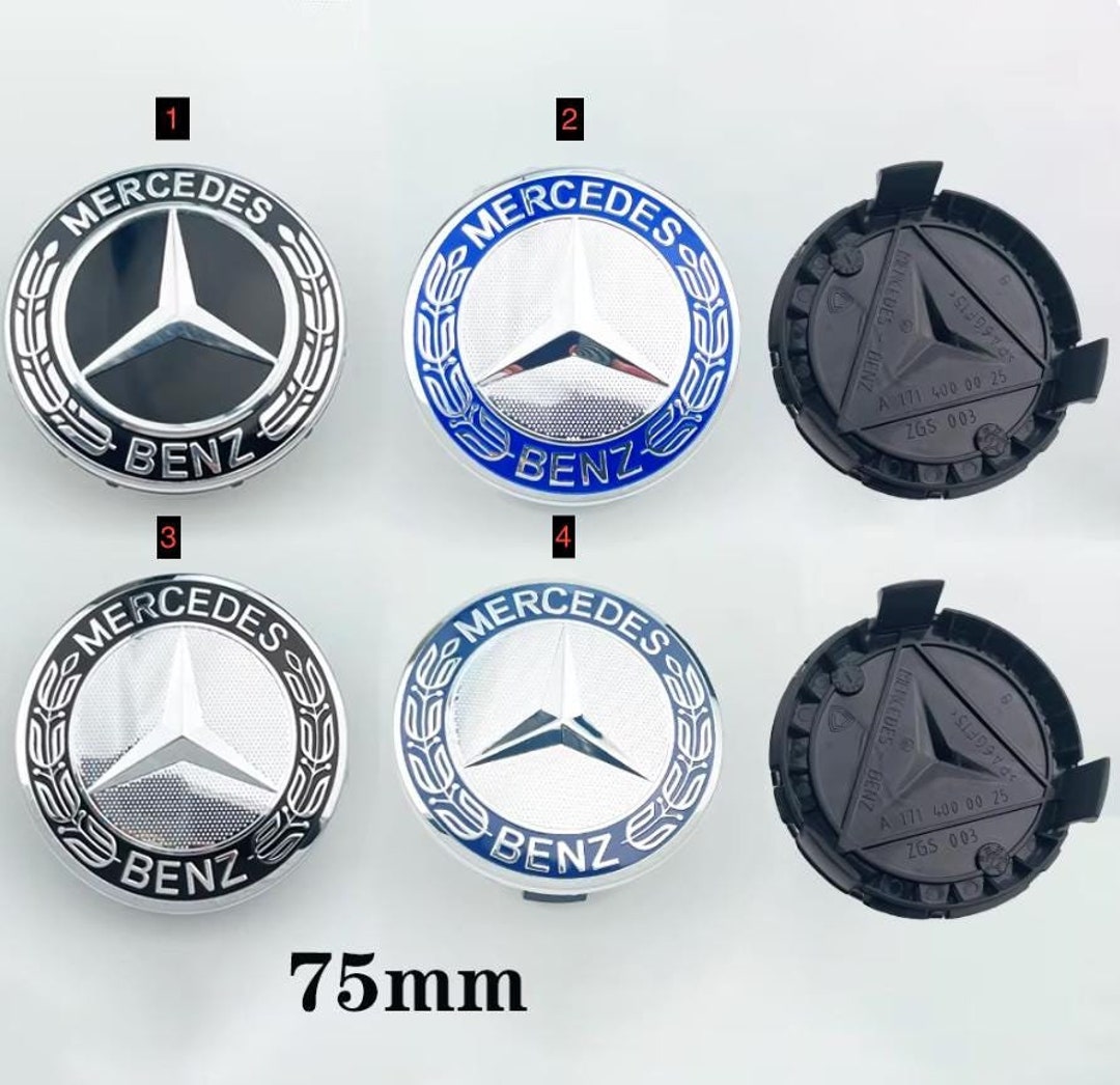 Set of 4 Mercedes Benz Alloy Wheel Center Caps 75mm, Different Designs ...