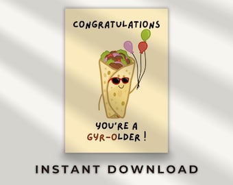 Funny Gyro Birthday Card: Food Pun Greeting (Digital Card)