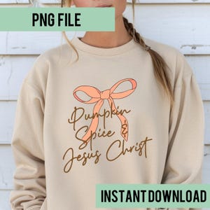 Scarica il design della maglietta con fiocco autunnale cristiano Pumpkin Spice e Jesus Christ