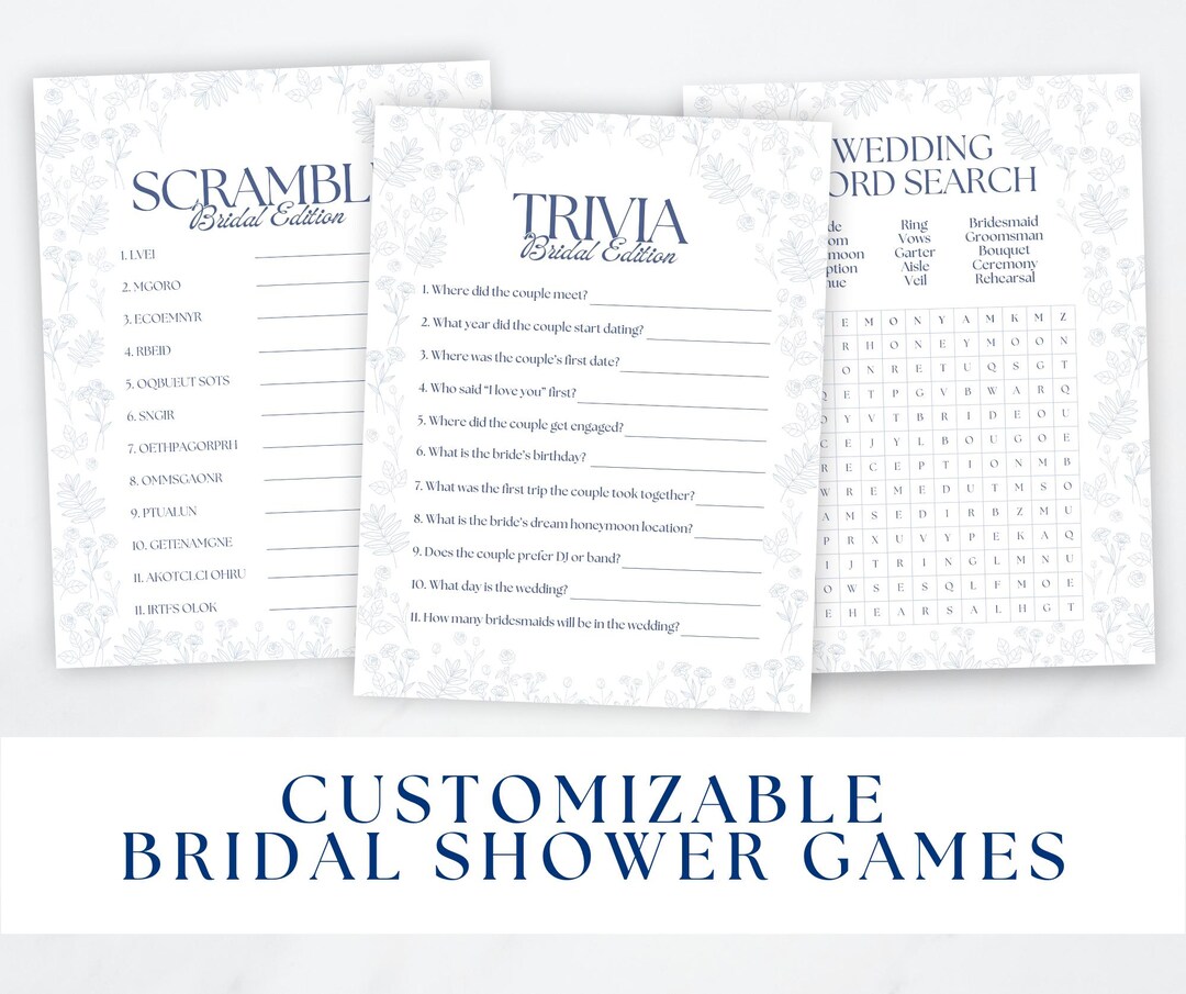 Purple Floral Bridal Shower Word Scramble Game - Pack Of 25 Cards For Wedding Trivia & Parties - View #13