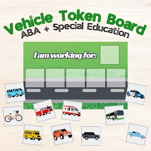 Vehicle Themed Token Board | Positive Reinforcement | Cars Reward Chart for Special Education | Customizable Token Board | ABA RBT BCBA |