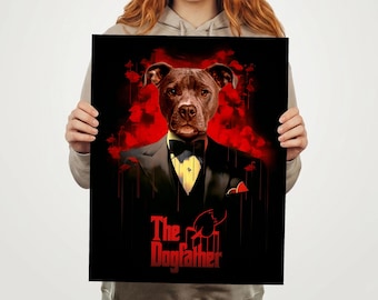 The Dog Father Parody: Custom Pet Canvas Portrait