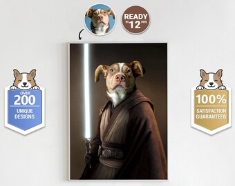 Jedi Star Wars Parody Pet Portrait: Custom Digital Art (Digital Download)