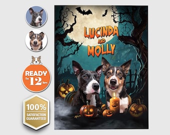 Spooky Halloween Pet Portrait: Custom Digital Dog Painting (Digital Download)