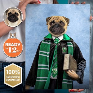Harry Doggo Wizard SlyDawg Parody Pet Custom Canvas, Personalized Pet Portrait, Pet Remembrance Gift, Custom Dog Painting, Pet Lover Gift