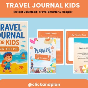 Diario de viaje infantil - PDF para imprimir - Planificador de verano infantil - Libro de recuerdos de vacaciones - Diario de viaje infantil