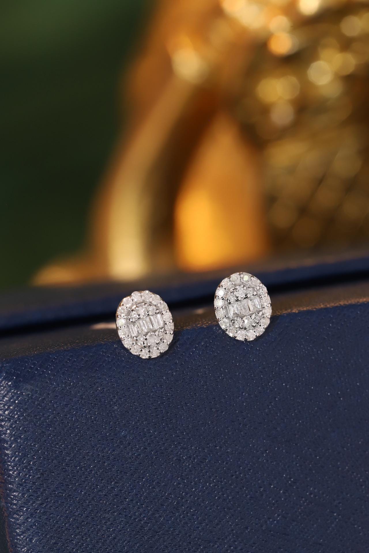 18K Solid Gold Natural Diamond Oval Stud Earrings Dainty Classic Fine Jewelry Elegant Bridal Gift April Birthstone WeLoveDiamond