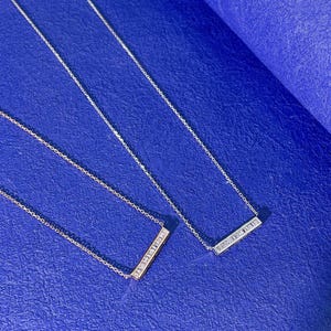 Minimalist Diamond Necklace - 18K Solid Gold Straight Diamond Necklace, Birthday Gift for Her