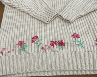 Embroidered sweater size 18 months, custom baby, gift, shower, present, knit, cozy, colorful, girls, toddler, comfy, personalized child’s,