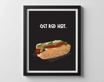 Chicago Hot Dog Art Print, Chicago Wall Art, Chicago Style Hot Dog Poster, Windy City Kitchen Decor, Foodie Gift for Chicago Lovers