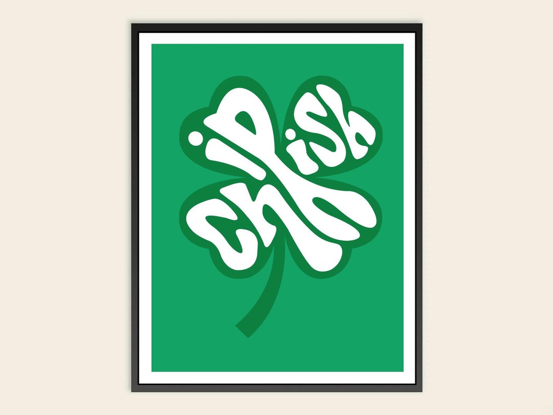 Chi-rish Shamrock | White Text Chicago Irish Poster - Etsy
