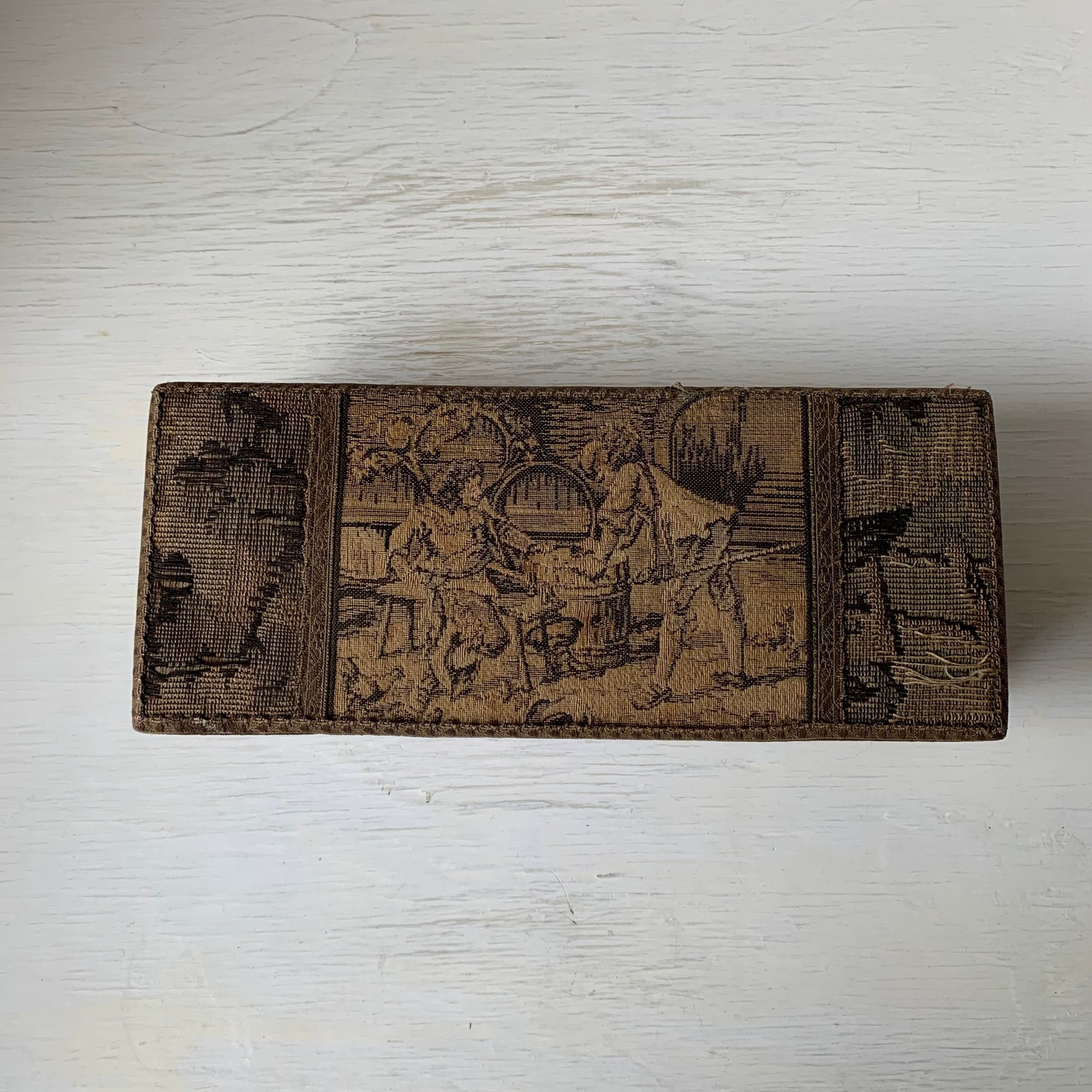 Vintage Tapestry Covered Box Cloth Lined Handmade Jewerly Etsy