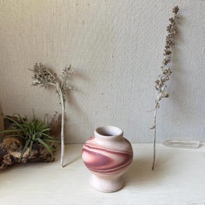 Vintage Marbled Surface Pottery - Nemadji Ceramic Vase - Earthy Pastels Ceramics