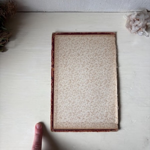 Antique Book Cover - Embossed Red Leather with Floral Print Endpaper - Bookmaking