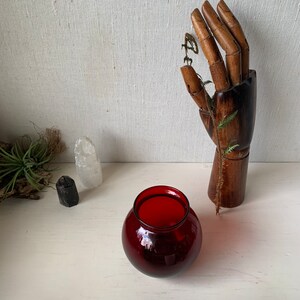 Vintage Ruby Red Glass Globe - Votive or Water Holder - Bright Deep Red  Colored Glass - Dark Victorian