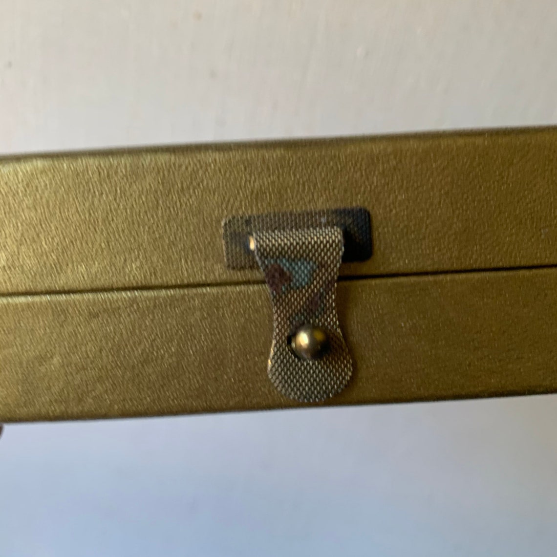 Vintage Gold Travel Jewelry Case Golden Slim Earrings Box Etsy