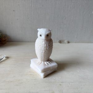 Vintage White Owl on Books - Westmoreland Milk Glass Owl Figurine  - Mini Fall Decor Cute Owl