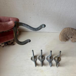 Vintage Weathered Metal Wall Hooks 5 - Aged Brass