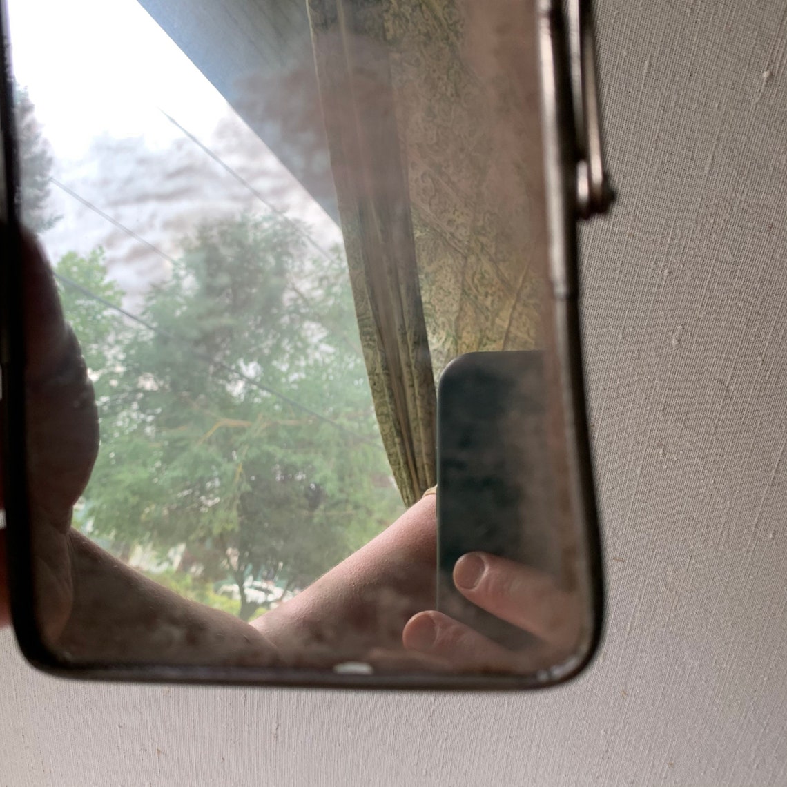 Vintage Easel Back Cloudy Mirror Chrome Easelback